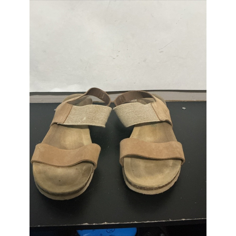 BioNatura Solo Italy Nubuck Suede Cork Wedge Sandals Taupe Womens 9 EU 40